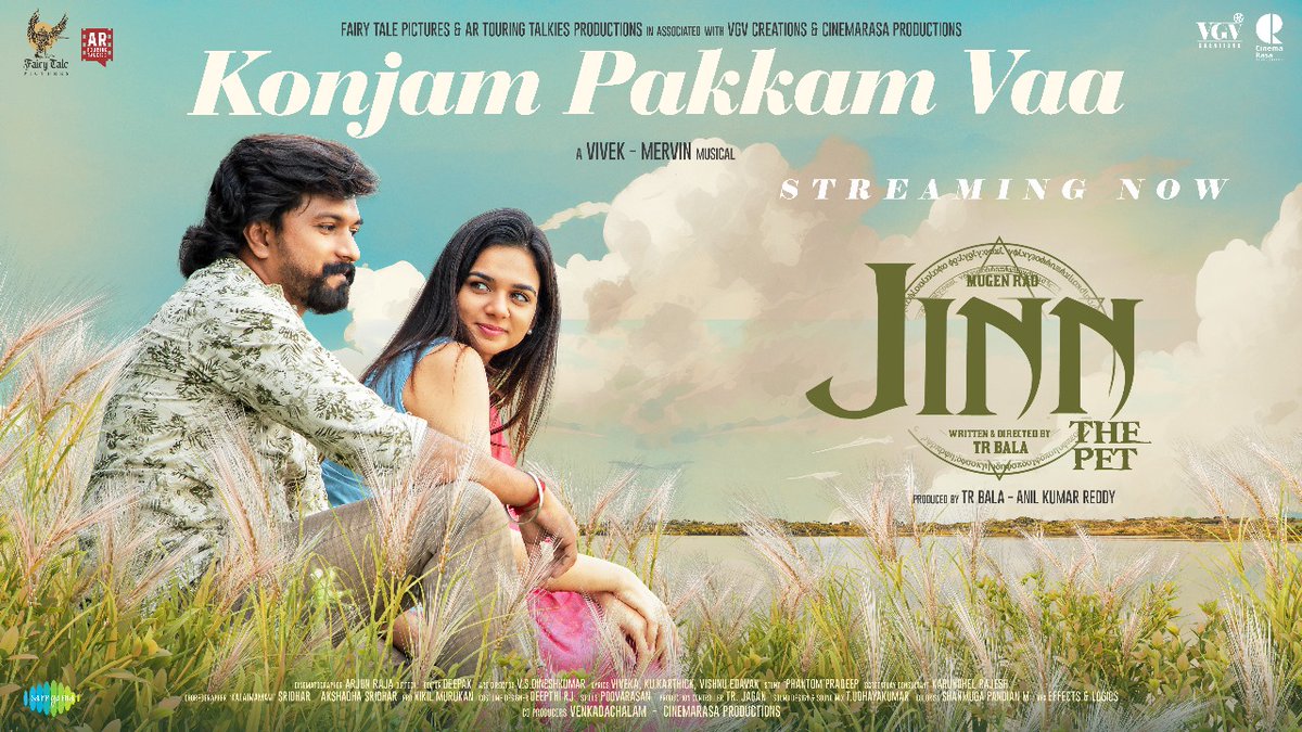 Kindle your playlist with our next sparkling romantic music number “#Konjam Pakkam Vaaa from #JINN-the pet movie, streaming now at @saregamasouth starring @themugenrao @bt_bhavya Watch Now youtu.be/q8m1NUB-oD8 Written and Directed by @Bala_TR A @iamviveksiva -…