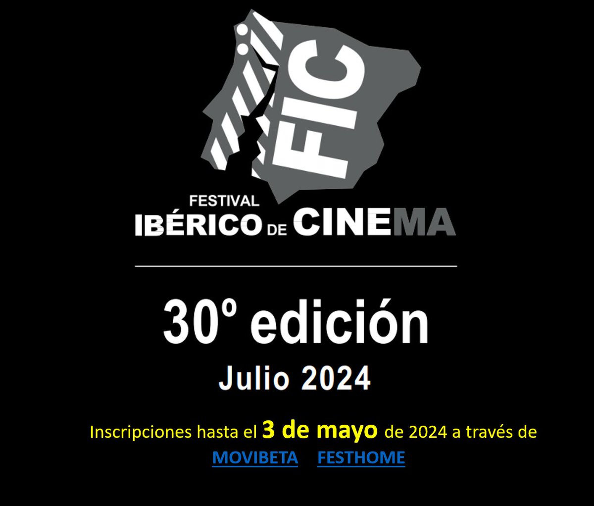 Hasta el 🗓️3 de mayo de 2024 está abierto el plazo de inscripción de cortometrajes🎞️para la 30ª edición del Festival Ibérico de Cinema📽️, que tiene lugar en el mes de julio en #Badajoz y otras localidades extremeñas. Bases 👉festivaldecine.com 👇euro-ace.eu/noticias/abier…