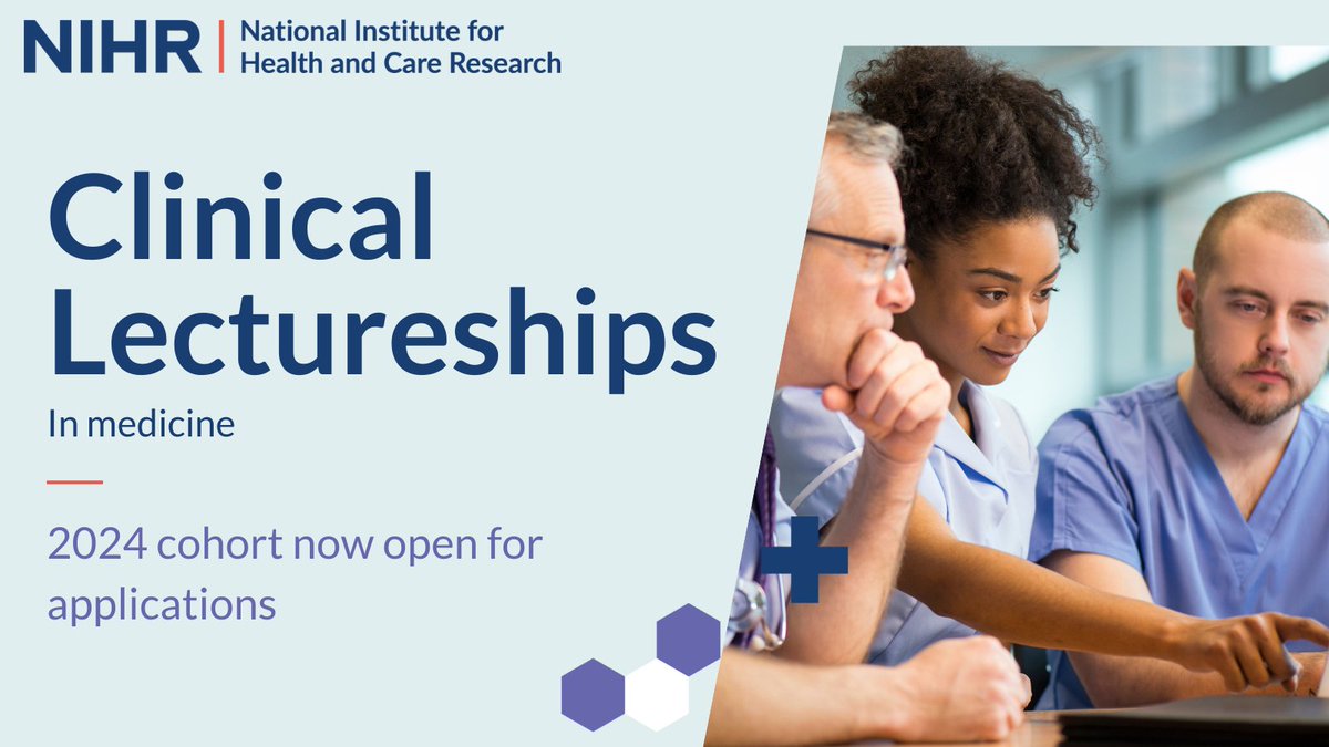 The 2024 IAT Clinical Lectureships in Medicine are now open for applications. The CL is a postdoctoral award that provides up to 4 years of high specialty training and 50% protected academic time. Find out nihr.ac.uk/funding/iat-cl…