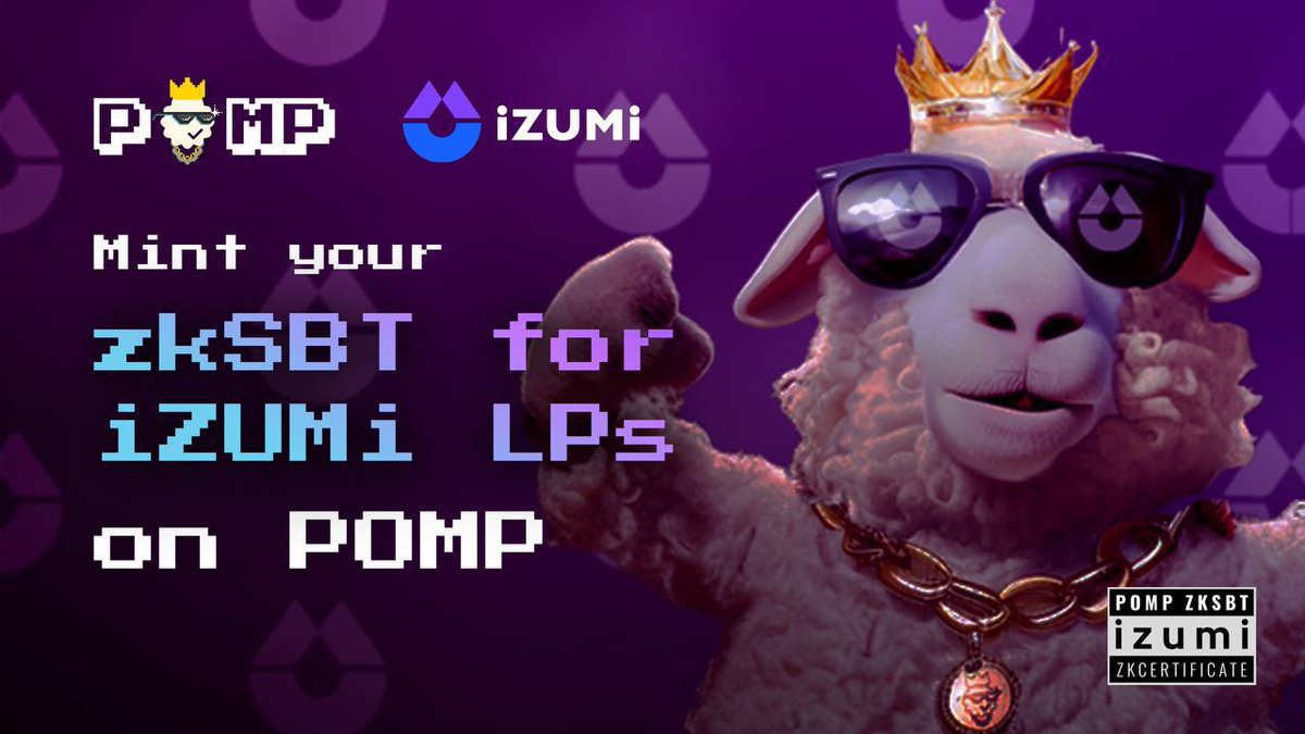 POMP - Proof Of My Possessions (@apppomp) on Twitter photo Attention Izumi <a href="/izumi_Finance/">iZUMi Finance | #iZiSwap</a> Users! π
π Over 300 Izumi zkSBTs have already been minted on POMP!
If you've added LP positions on Izumi and own Izumi NFTs, you're eligible for Izuimi zkSBT! π
π Mint your Izumi zkSBTs for FREE now: pomp.money Attention Izumi <a href="/izumi_Finance/">iZUMi Finance | #iZiSwap</a> Users! π
π Over 300 Izumi zkSBTs have already been minted on POMP!
If you've added LP positions on Izumi and own Izumi NFTs, you're eligible for Izuimi zkSBT! π
π Mint your Izumi zkSBTs for FREE now: pomp.money