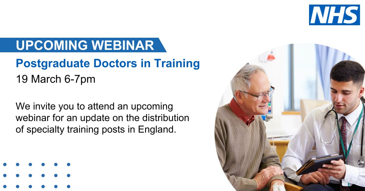 Postgraduate doctors in training! Join our webinar on the distribution of specialty training posts in England. We'll discuss programme updates, expansion of medical and surgical PG specialities programme, and opportunities to ask questions. Register now 👉 orlo.uk/p93Vj