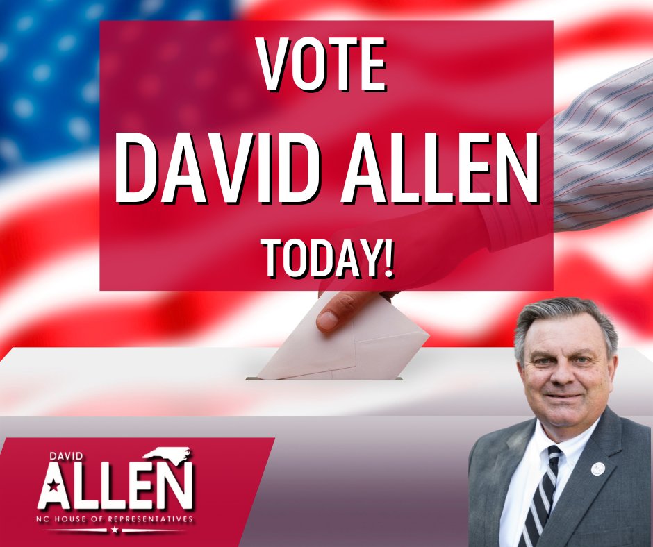 It's here! Today is your LAST CHANCE to cast your vote and I humbly ask for you to vote for me, David Allen, for NC House 111 in the Republican Primary Election.

#ncga #ncpol #ncgop #allenfornchouse #clevelandcountync #rutherfordcountync #nchouse111