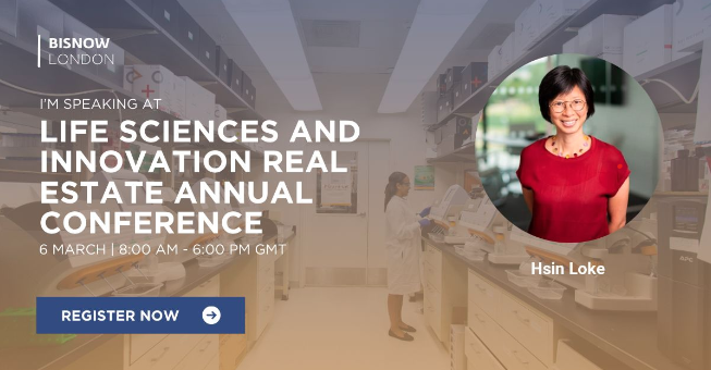 SVP of Finance & Operations Hsin Loke will be participating in the ‘Shaping Environments: Strategies for #Collaboration & Campus Excellence’ panel at the @Bisnow Life Sciences & #Innovation Real Estate Annual #Conference in London tomorrow at 3:00pm. Link: bit.ly/3ItbpUw