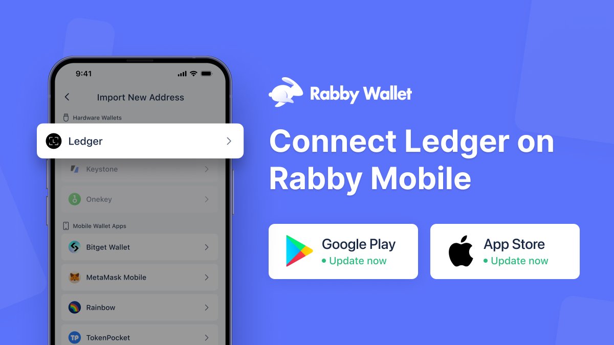 📢 Ledger support is LIVE! You can now connect @Ledger Nano X with Rabby on iOS and Android! See what you sign with Rabby, keep your crypto secure. Download👉rabby.io/?platform=mobi…