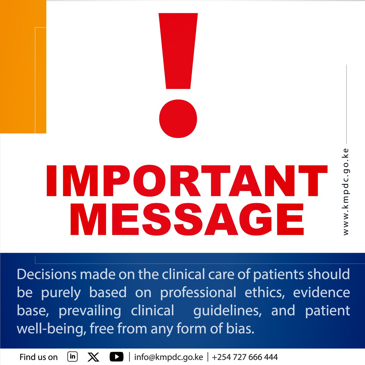 As the medical regulator overseeing the conduct and practice of medical and dental practitioners, @KmpdcOfficial is perturbed by recent reports of actions that go against medical ethics. Decisions made on the clinical care of patients should be purely based on professional…