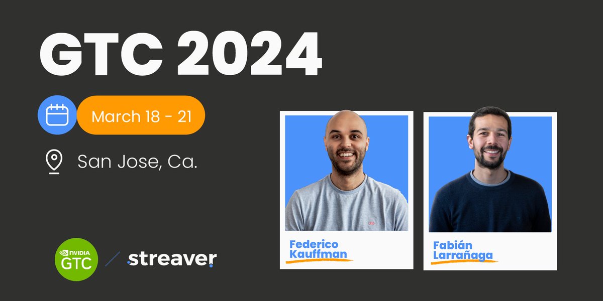 We're excited to have our CEO and CTO representing us at the <a href="/NVIDIAGTC/">NVIDIA GTC</a>. 🚀 

We're looking forward to diving into the sessions on generative AI and hearing from Jensen Huang, CEO of <a href="/nvidia/">NVIDIA</a>. If you're around, let's connect!