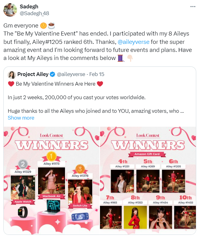 aileyverse's tweet image. Big thanks to our amazing Ailey community for sharing your feedback! Let&apos;s keep the energy up 💗

The Friends Referral Event is still LIVE, and we can&apos;t wait to see your Lucky Draw rewards with #ProjectAiley!