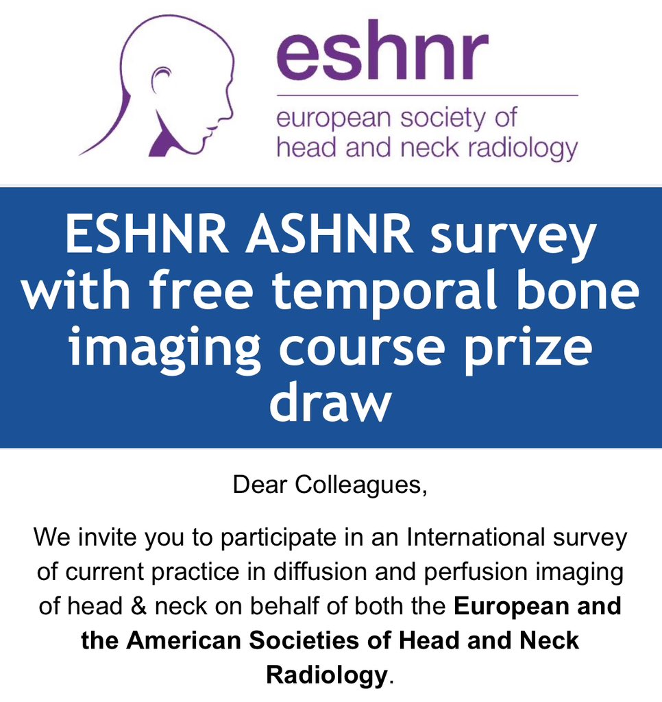 🚨REMINDER🚨 - calling all ESHNR & ASHNR members to complete the diffusion & perfusion MRI survey 📝(sent by email from ESHNR office on March 1st) Prize draw available! @ASHNRSociety