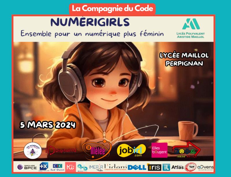 Journée 100% #mixité #égalité #numérique au lycée Maillol de Perpignan @acmontpellier ! Ateliers, rencontres métiers, conférences inspirantes avec @CompagnieDuCode @JobIRL et de nombreux acteurs et entreprises engagés pour plus de #mixité dans le secteur de la #tech.