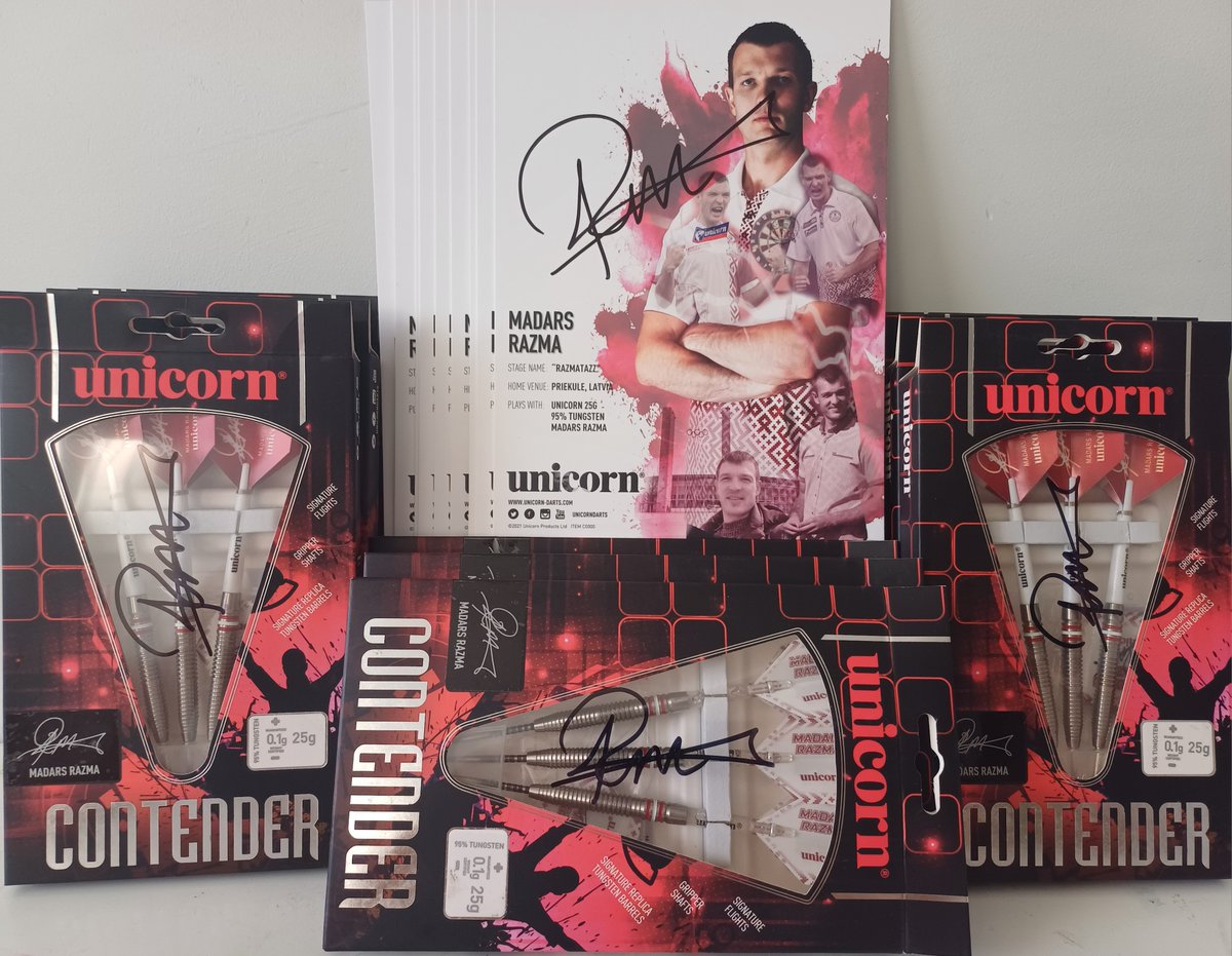 Following my announcement yesterday of departure from Unicorn Darts there is the last chance to buy my signed Unicorn Contender darts + gift. For easier ordering book darts here: darts4you.lv/darts-shop/cat… PS: A few shirts and tournaments used darts the same link..