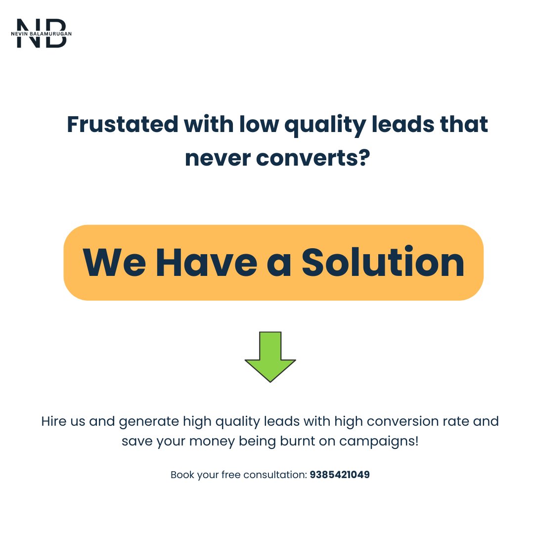 NBMarketings's tweet image. Generate High-quality leads for your business with strategic campaigns from NB Marketing Solutions today!

Get your free consultation: 9385421049

#leadgeneration #leadgenerationsuccess  #googleadsppc #metaads #leadgenerationcampaign #leadgenerationstrategies