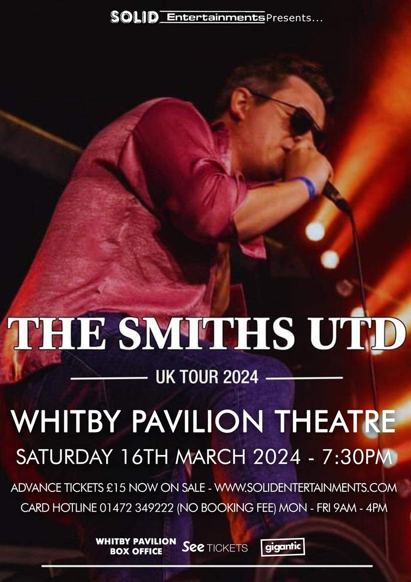 🌸WHITBY we are playing the Pavillion 16th March 🌸
Tickets available here whitbypavilion.co.uk/the-smiths-utd #thesmithsutd #thesmiths #thischarmingsound #thesoundofthesmithsandmorrissey #whitby #whitbypavilion