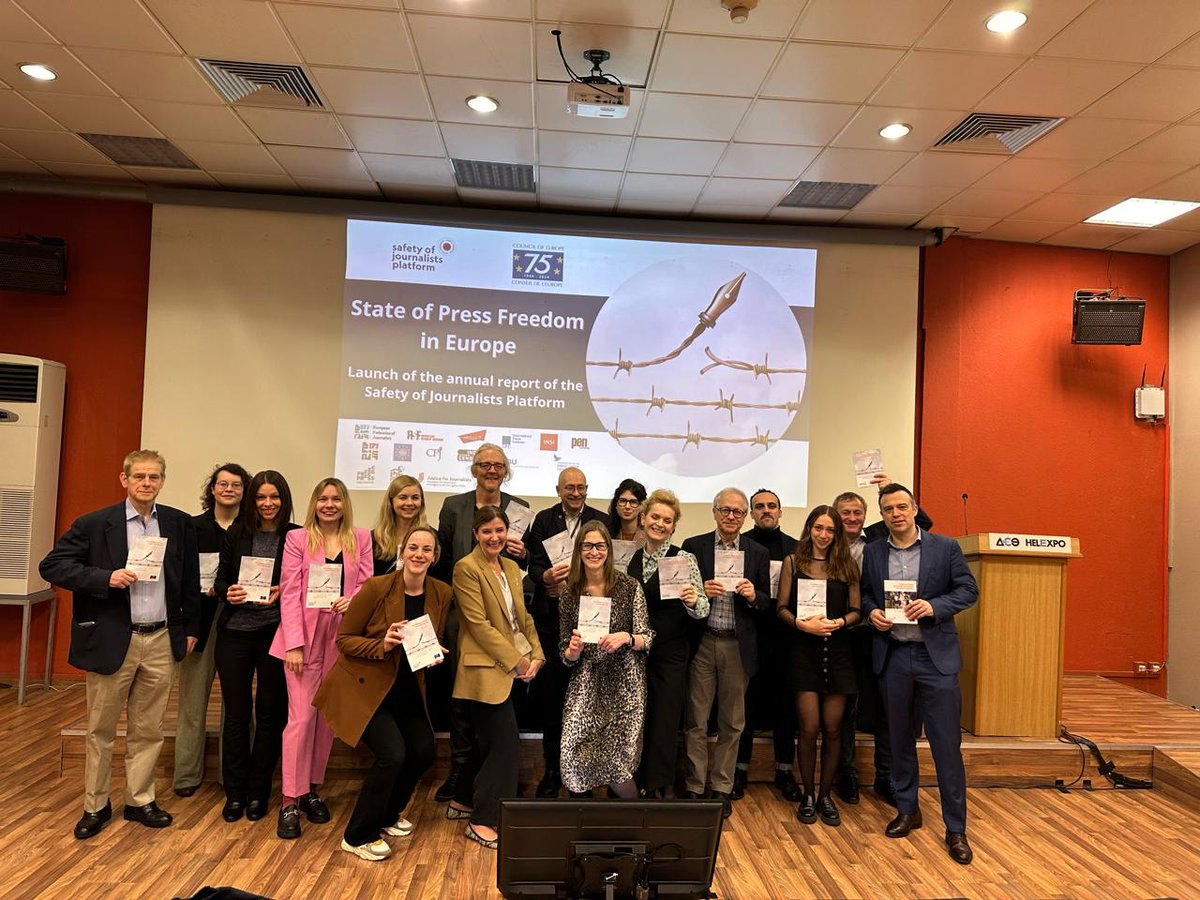 Our @joa_szy & @KatMierzejewska join @CoEMediaFreedom partners in 🇬🇷Thessaloniki for the launch of the 2024 Report on the safety of journalists. 🌟Research examines key issues that affected indep journalism in 2023 incl legal threats, surveillance & war coverage. Follow this 🧵