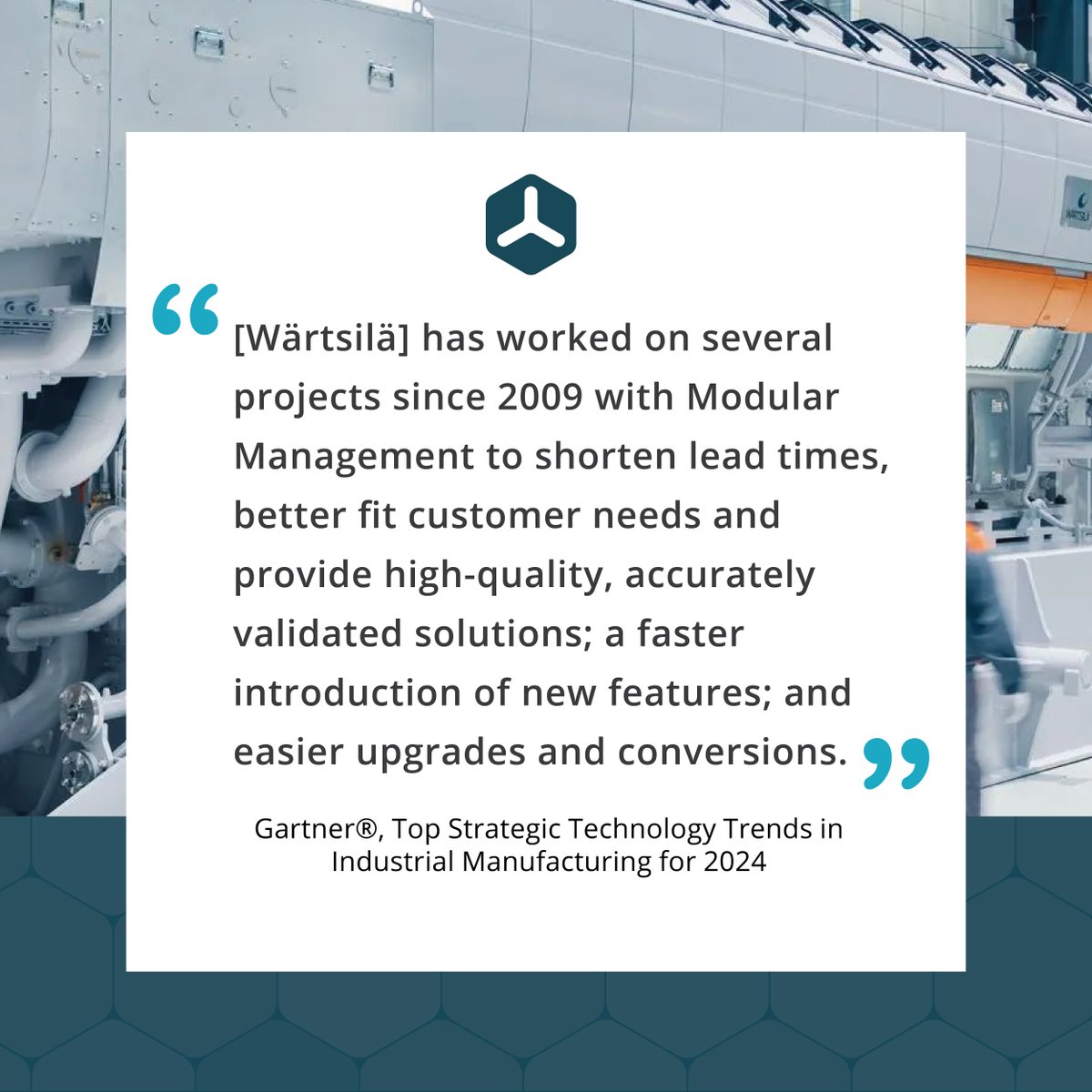 📣We're pleased to be recognized with our client Wärtsilä in the Gartner Top Strategic Technology Trends in Industrial Manufacturing for 2024. 

🖱️To learn more, click here: hubs.la/Q02m_7xh0

#PALMASoftware #ModularManagement #Manufacturing #Data #InformationModel