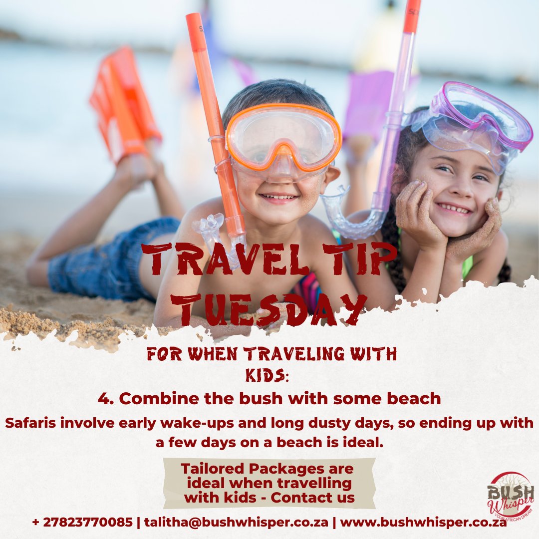 #TravelTipTuesday #Travelwithkids4 
Combine the bush with some beach

#travelwithus
#TailoredSafarisOurSpeciality
#customSafaris
#Enquiretoday
#travelwithkids