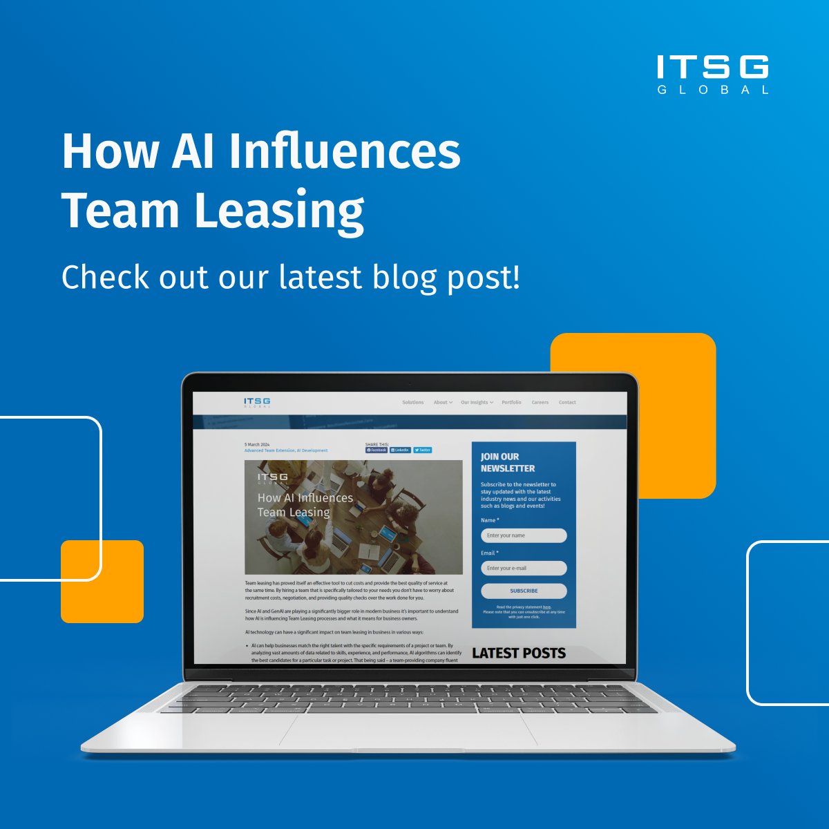 Discover how AI streamlines team leasing with smart talent matching and improved performance monitoring, transforming business project management. 🤖 Read now: itsg-global.com/how-ai-influen… 👈 #itsg #openai #chatgpt #generativeai #ai #artificialintelligence #AI #TeamLeasing