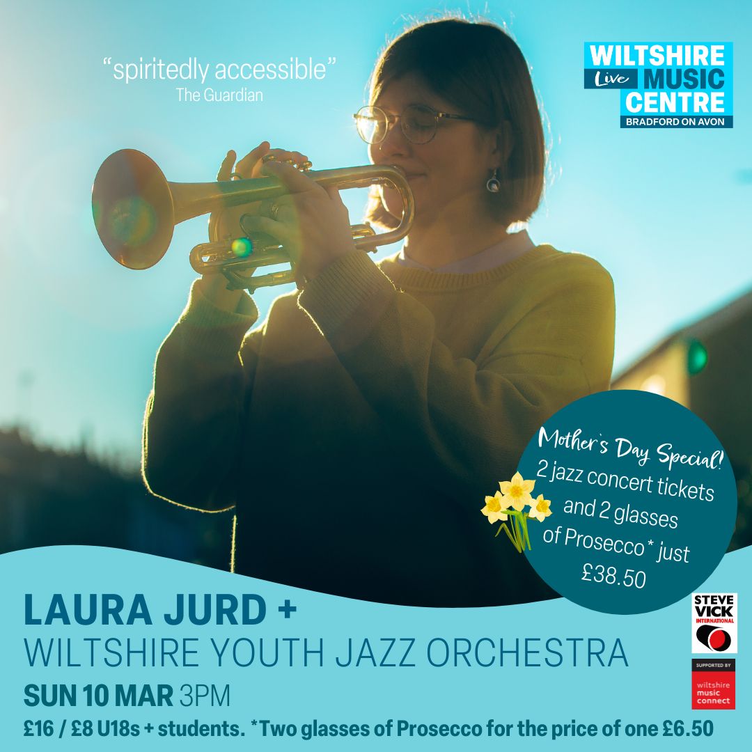 This Mother's Day come along to see rising star jazz trumpeter Laura Jurd, perform with Wiltshire Youth Jazz Orchestra - they really are excellent and it's a delight to see such young talent bloom. We also have a cheeky 2-4-1 offer on Prosecco bit.ly/3P0Qn3h #mothersday