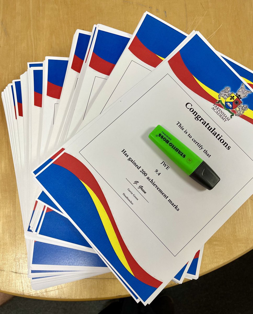 A HUGE pile of merit certificates to go out this morning #kind #ambitious #determined ✔️👏👍 ⁦<a href="/SapientiaTrust/">Sapientia Education Trust</a>⁩