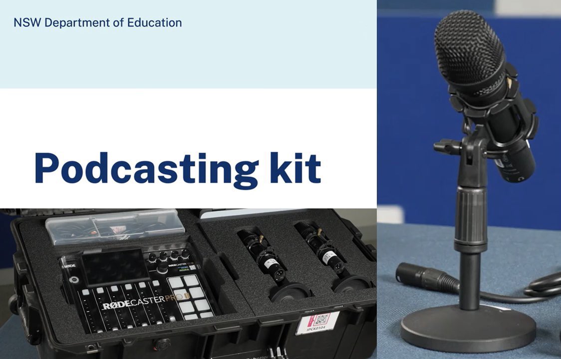 New stem.T4L Podcasting kit is now available to borrow! This kit includes a RodeCaster Pro 2 mixing desk, 16 dynamic microphones &amp; 12 DoE-enrolled Chromebooks. Other kits available – 3D printing, filming, virtual reality, robotics &amp; more. Book today! schoolsnsw.sharepoint.com/sites/STEMShar…