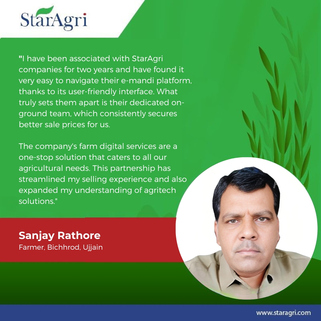 Hear from Sanjay Rathore, a farmer from Bichhrod, Ujjain, who has been with us for more than two years. Through our services, he successfully boosted his sales and optimized his farming practices.👨‍🌾

#StarAgri #CustomerStories #FarmerCommunity #India