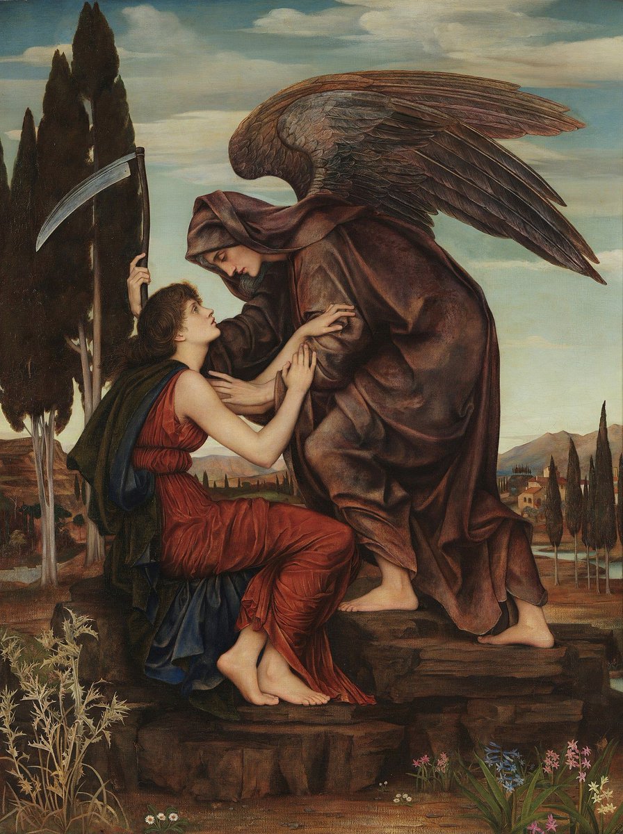 Angel of Death (c. 1881) by Evelyn De Morgan (English artist, lived 1855–1919). Evelyn's #spiritualist belief was that #death was to be welcomed and not feared.