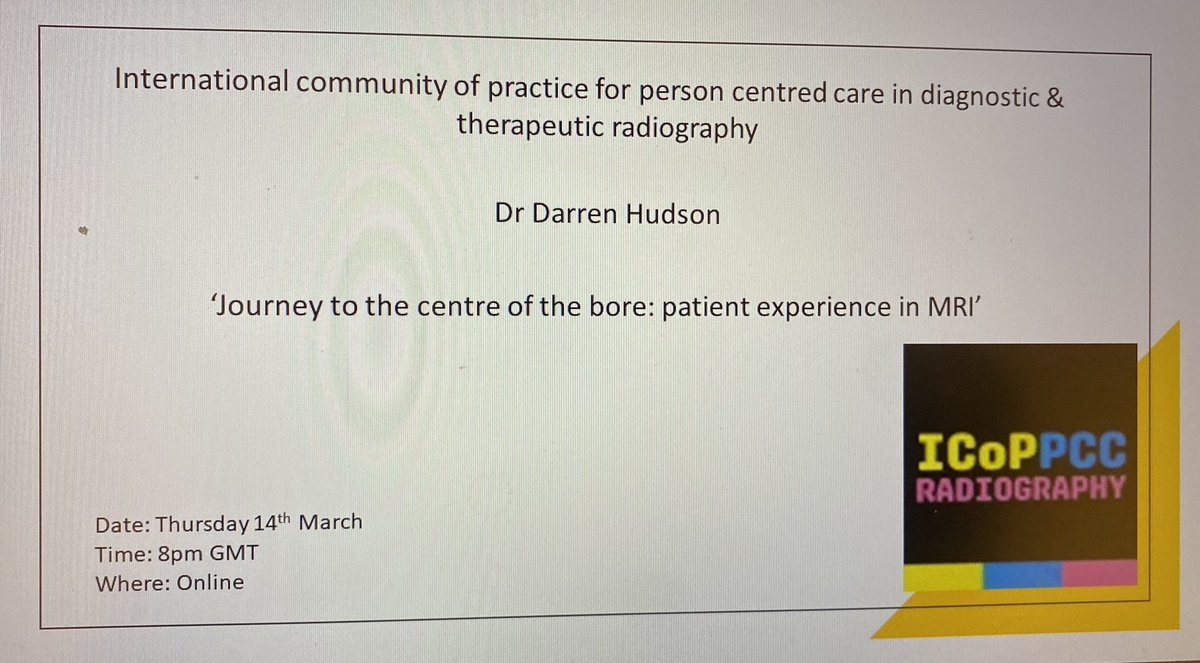 📅 Save the date: our next webinar takes places Thursday 14th March with the fantastic @dazman78 presenting his doctoral work. @AmyTaylM @EmmaHydeTeach @SCoRMembers #personcentred #radiography