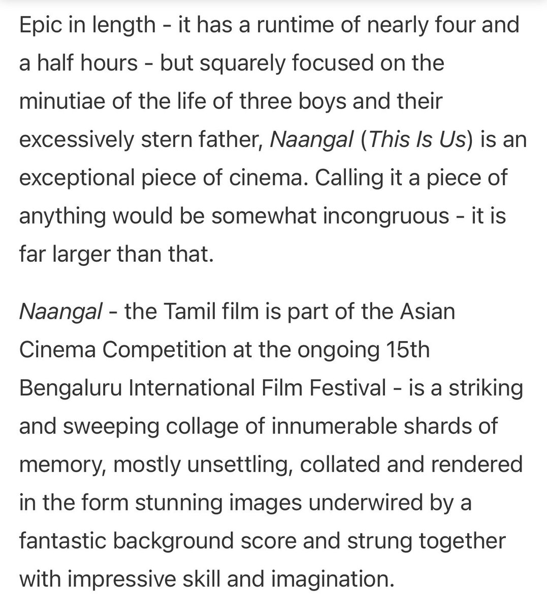 Thank you @ndtv and Mr. Saibal Chatterjee for this lovely review of #Naangal Read the review below ndtv.com/entertainment/…