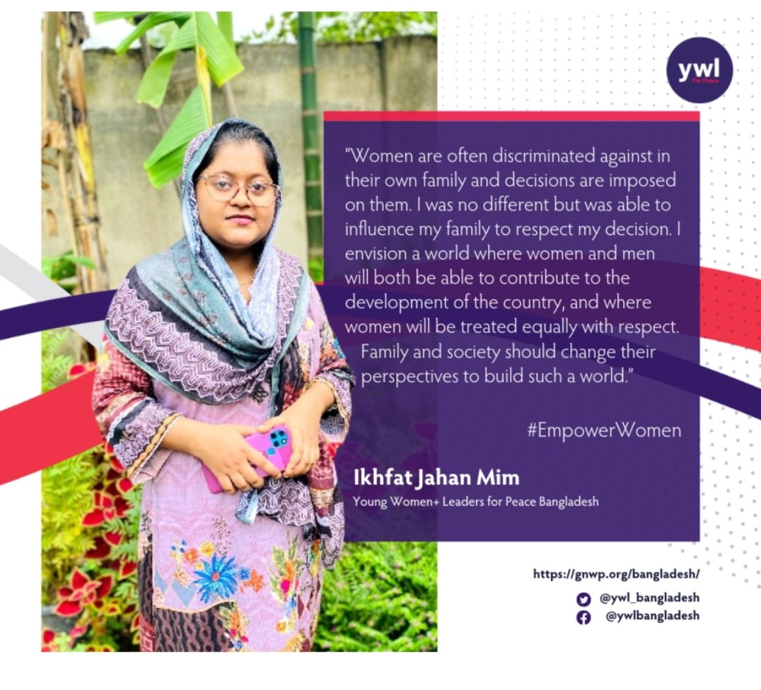 Are 🫵able to make the choices for yourselves or someone else make them for you? YW+L 🇧🇩 Ikhfat, shares her story of #BreakingBarriers & making the choices for herself. 
#EmpowerWomen #InvestInWomen #YoungWomenLead #YoungWomenLeaders
#ZeroDiscrimination #genderequity 
@gnwp_gnwp