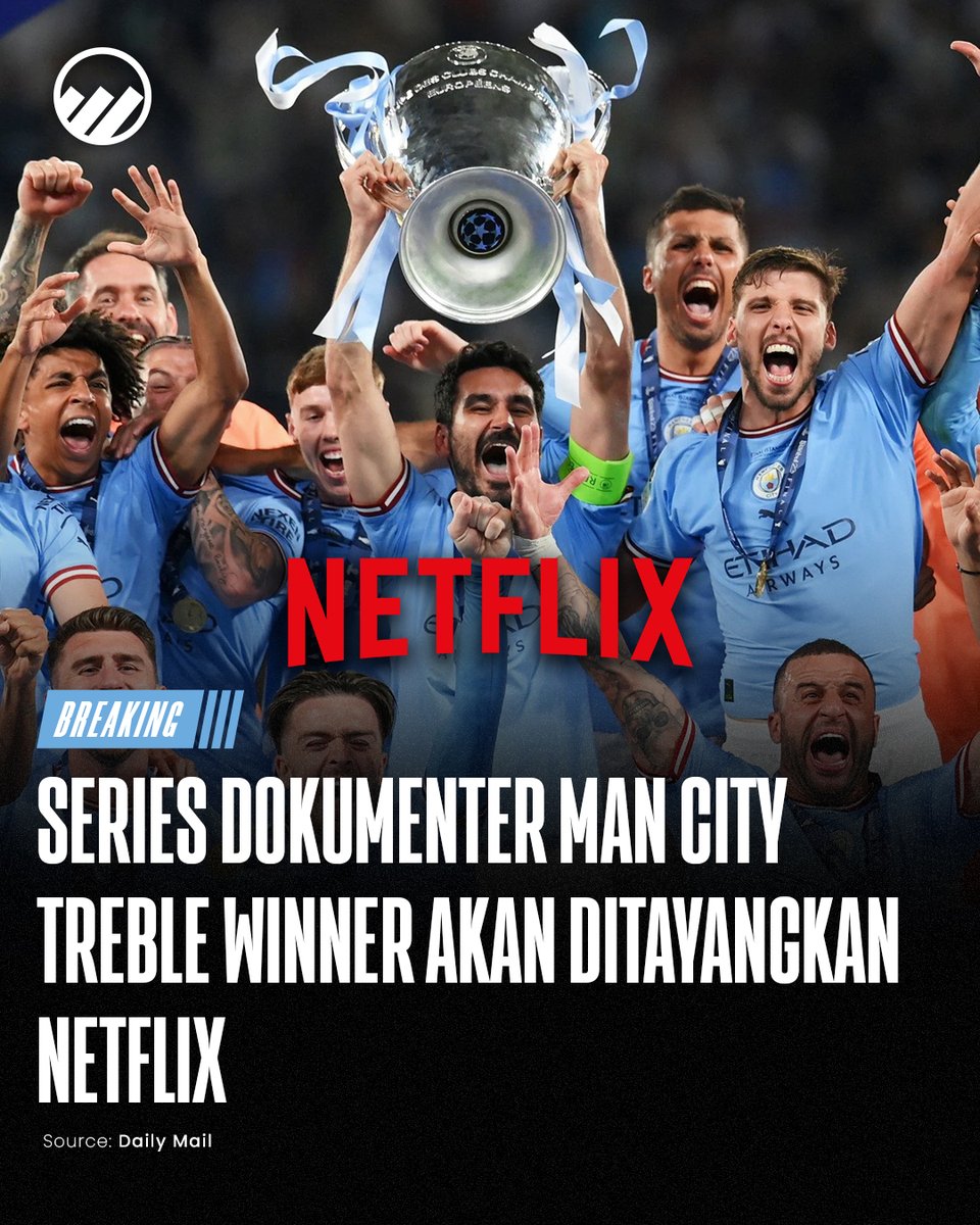 Man City telah menjual lisense kepada Netflix untuk dokumenter Man City Treble Winner 🎬

Series dengan 6 episode ini akan tersedia di Netflix bulan depan. Dan dikabarkan trailer series akan rilis minggu ini.