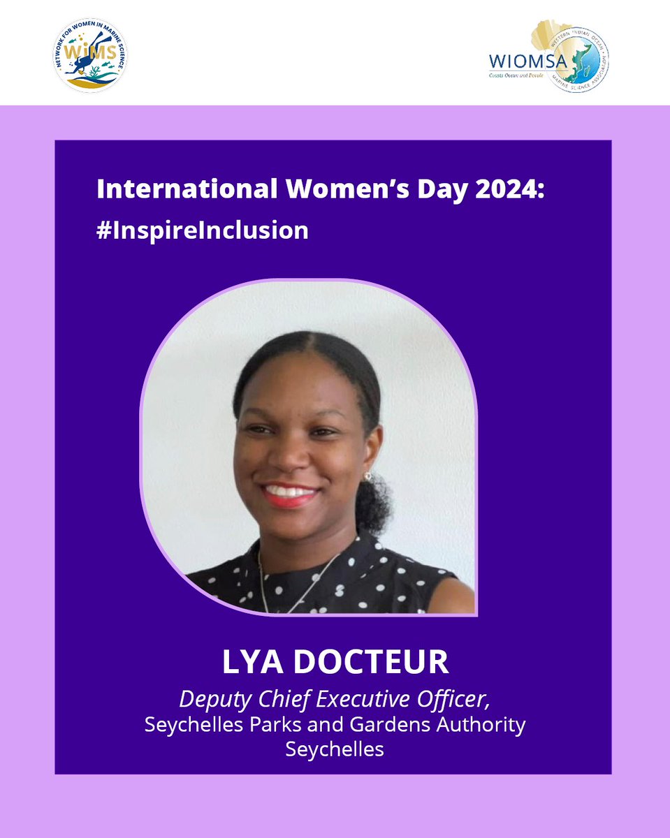 Day 2 of the WiMS Women in Ocean Science feature! Starting her career in the finance sector, Lya Docteur ventured into the marine space 2 years ago as the Head of Finance at the newly formed @SPGA_Official