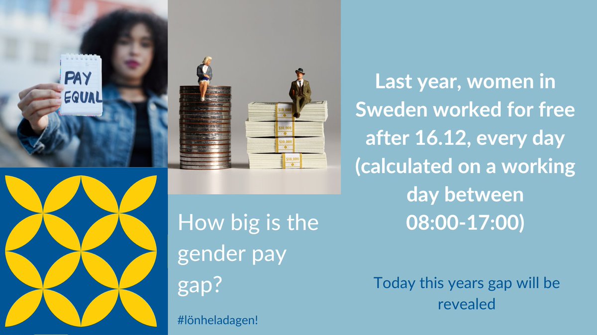 #lönheladagen (Pay all day) is an association of women's organisations, trade unions and political women's associations that annually translates the pay gap between women and men as a percentage into minutes in a day. Today we find out what this year's pay gap looks like.