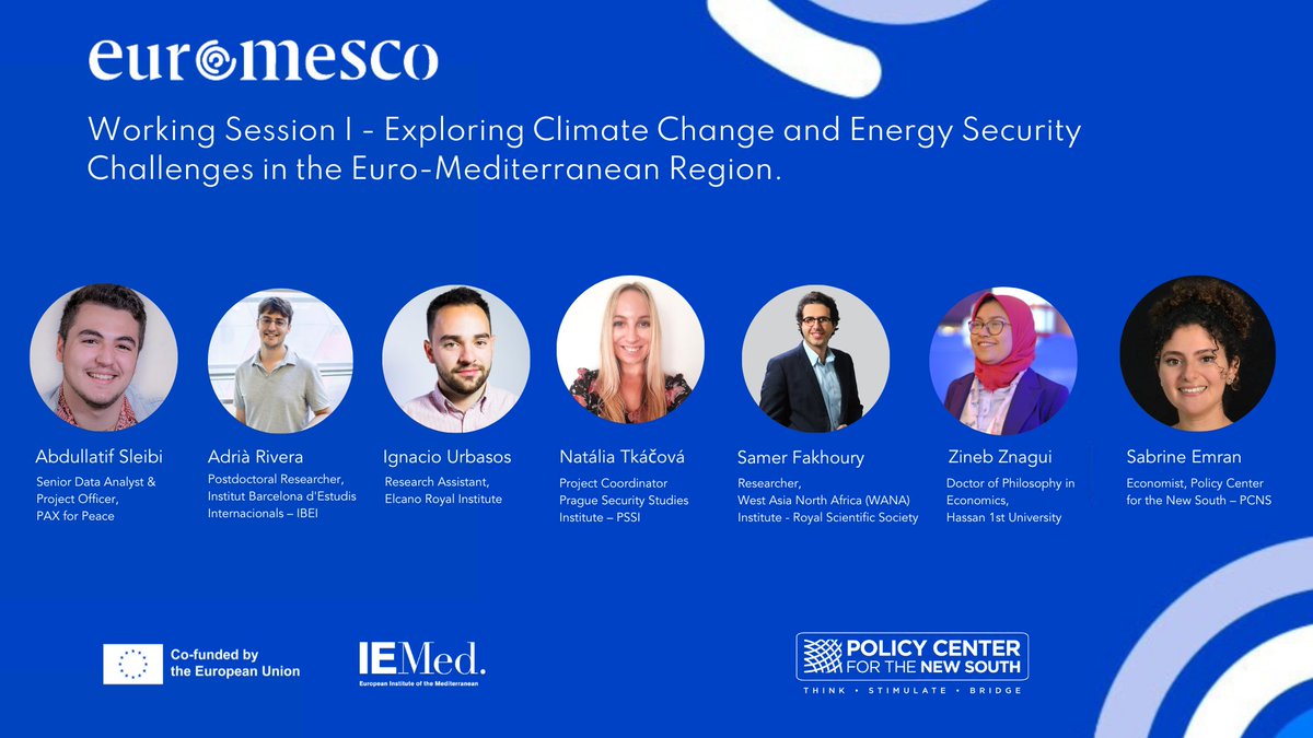 @PolicyCenterNS @IEMed_ 🔊The 1st working session “Exploring Climate Change and Energy Security Challenges in the Euro-Mediterranean Region” w/ @RiveraEscartin @IUrbasos, Natália Tkácová @SamerFakhouryy & @ZnaguiZineb. Moderated by @LSleibi & @SabrineEmran as discussant. #YRF24 #YoungResearchersForum