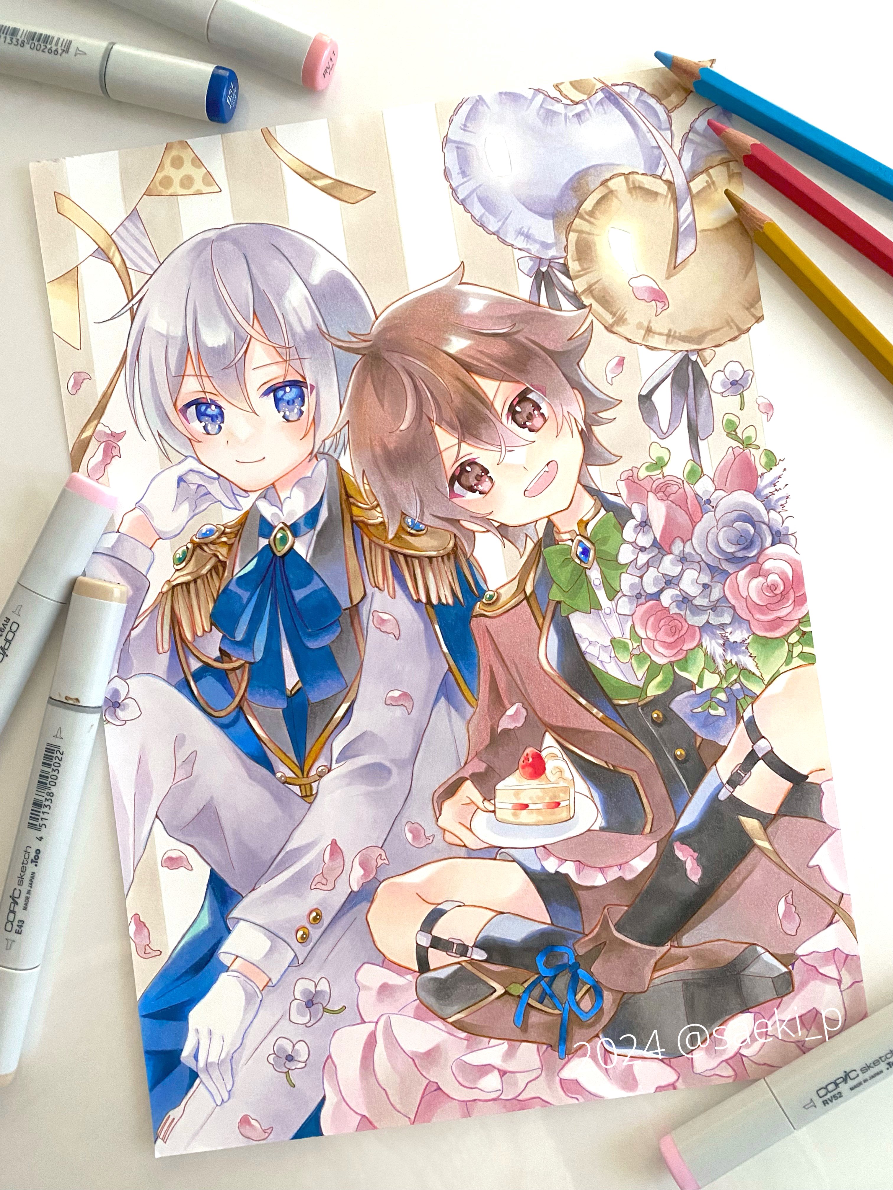 さき様★夢絵★コピック★手描きイラスト★アナログイラスト★創作★ ぴえろ様⭐︎夢絵⭐︎コピック⭐︎手描きイラスト☆アナログ