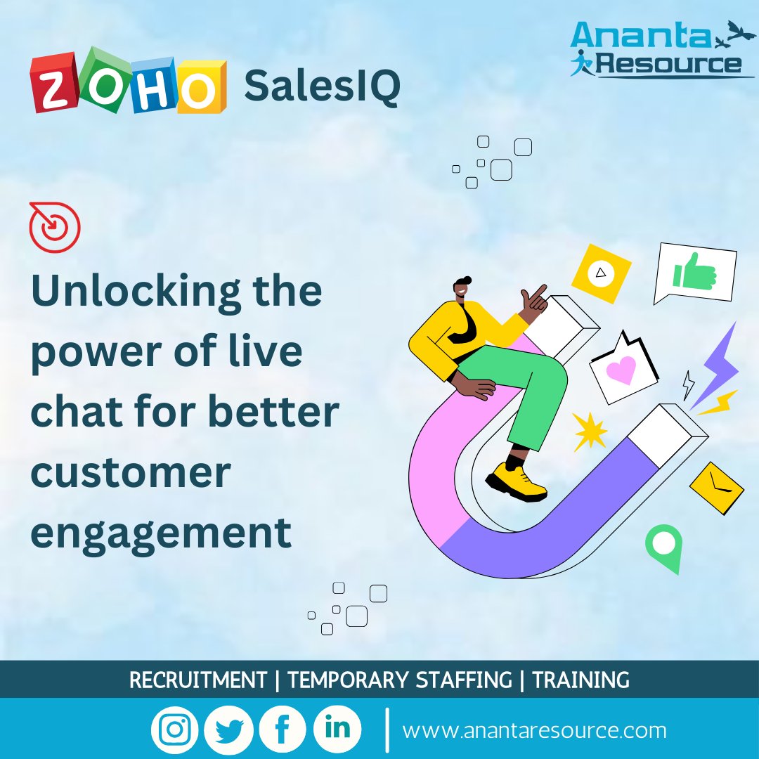 A complete live chat and visitor tracking solution, Zoho SalesIQ assists companies in boosting sales, enhancing customer interaction, and streamlining lead management.
.
.

#Zoho #Zohobook #Zohosales #Zohoproduct #Salestool  #Customerengagement #Zohobusiness #Zohopartner #Ananta