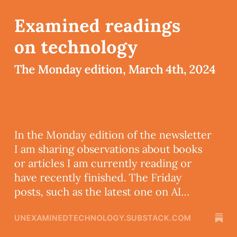 Subscribe to Unexamined Technology #technology #AI #spirituality #ethics unexaminedtechnology.substack.com/?utm_source=na…