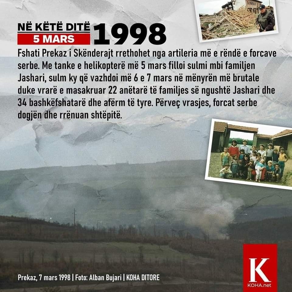 portalikohanet's tweet photo. 26 vjet nga rënia e familjes Jashari, sot nis Epopeja
https://t.co/v8xnKv9vWa

#ademjashari #prekaz #familjajashari #KohaDitore https://t.co/a9Gd24H0Rq