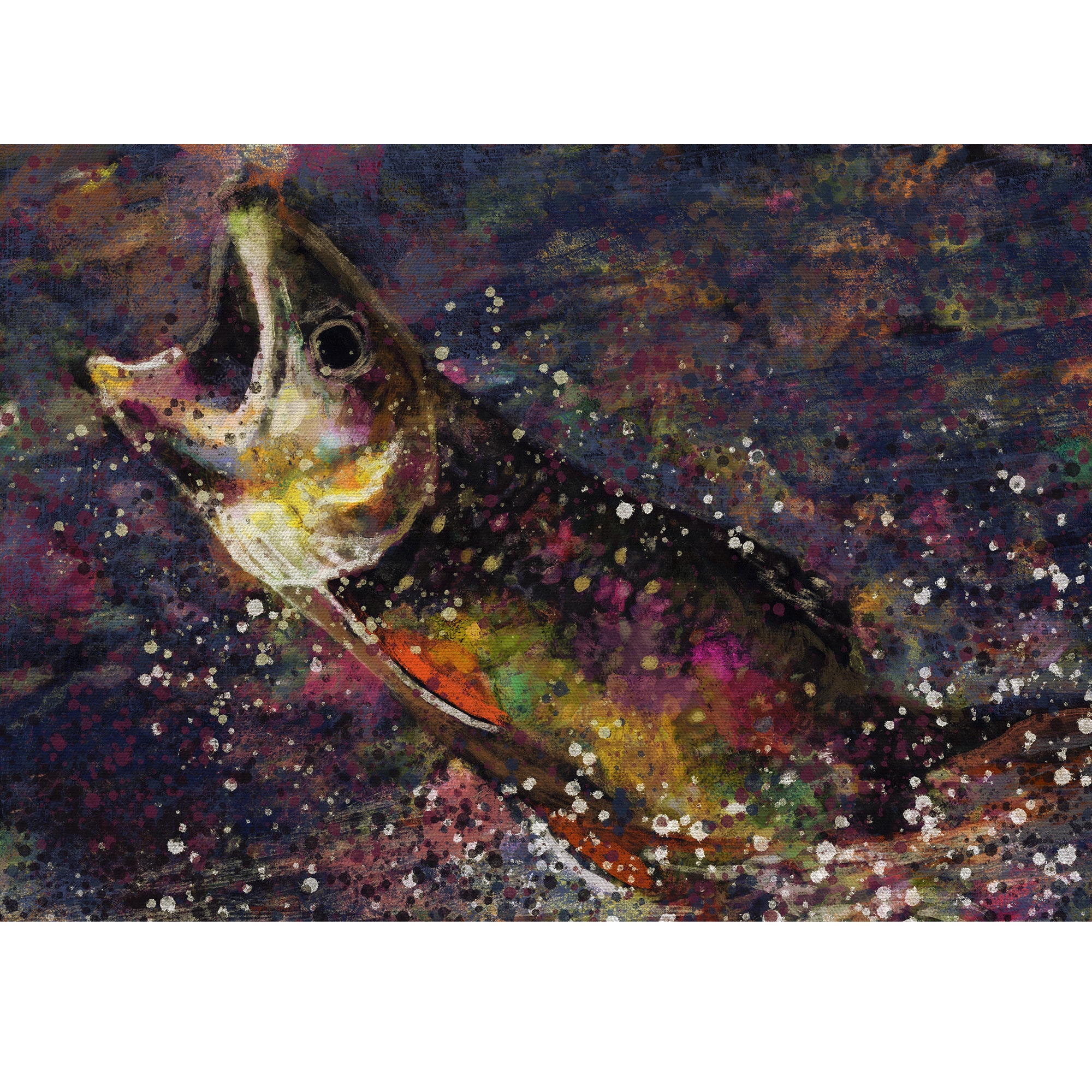Oscar Jetson Art on X: Trout Fishing Wall Art, Colourful
