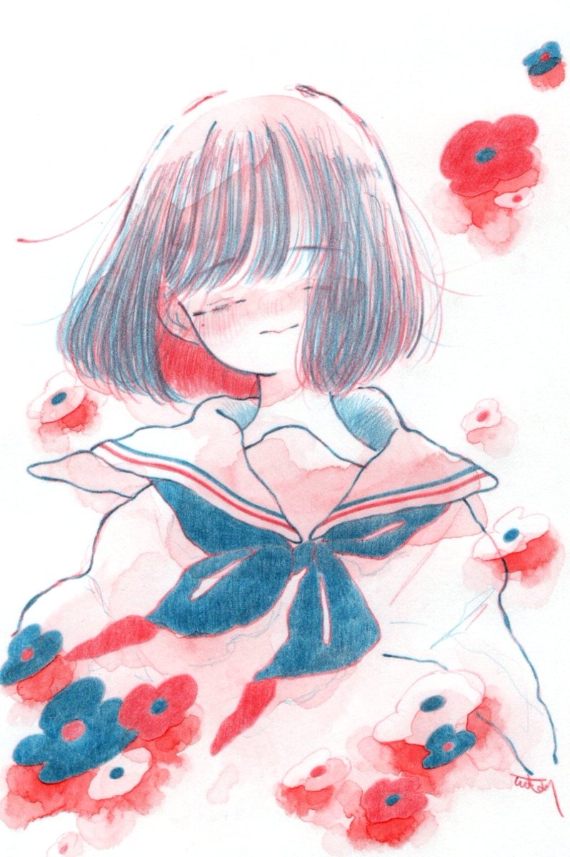 1girl solo sailor collar neckerchief upper body red neckerchief white shirt  illustration images