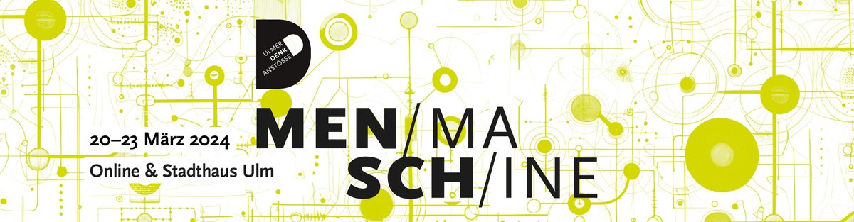 Prompt Battle, Performance &amp; Party - Ulmer Denkanstöße 2024 zum Thema „Mensch – Maschine“
Jünger, frecher, bunter: Vom 20. - 23. März geht es im Ulmer Stadthaus um das Verhältnis von Mensch und Maschine sowie Künstliche Intelligenz (KI). t1p.de/qb6k8 *red #uulm