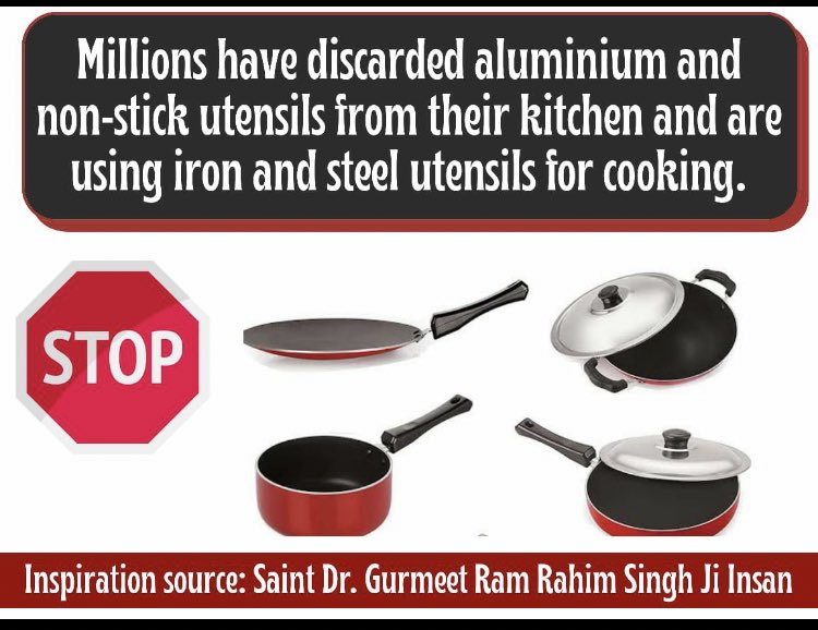 Millions of people have replaced their aluminium n non stick utensils with iron, steel n muddy pots under the guidance of Saint MSG Insan. Let's spread the awareness aboutHealth Awareness Campaign #DiseasePrevention letsexpress.home.blog/2020/11/15/shu…