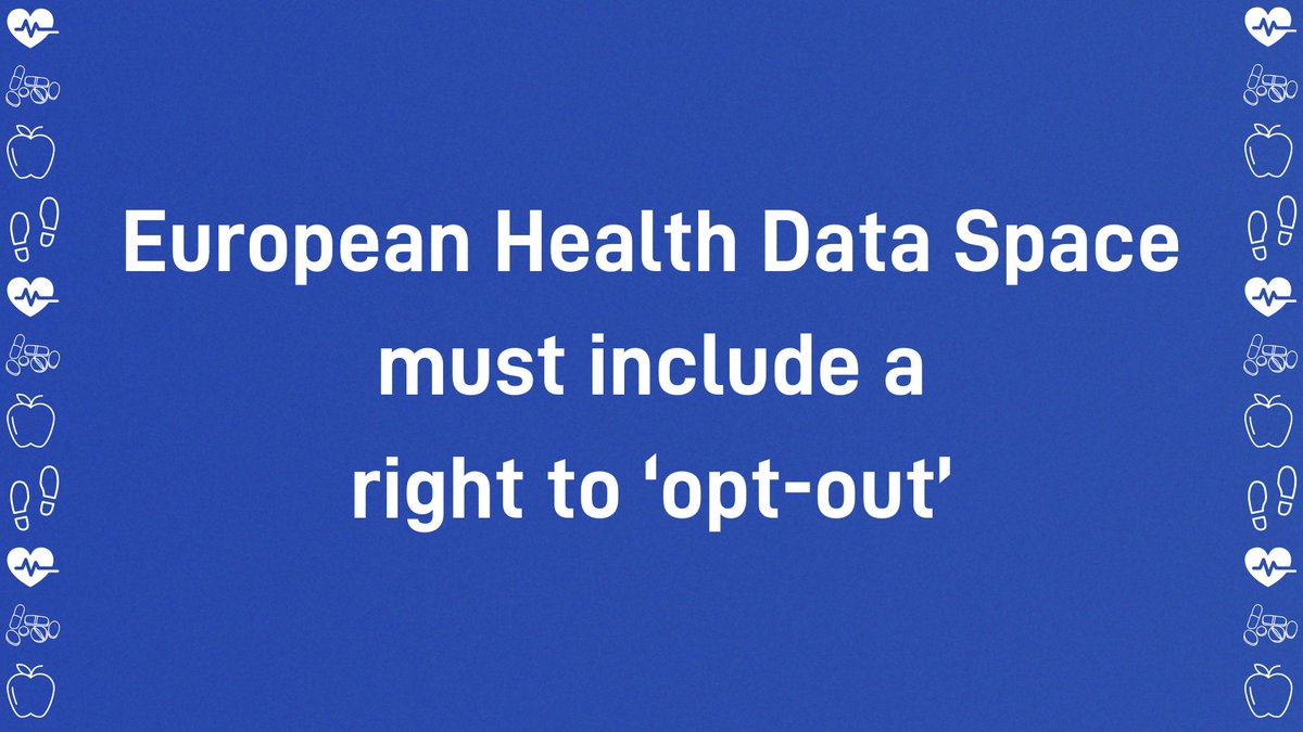 1/3🚨The final negotiations on the European Health Data Space #EHDS are happening later this week. ✊🏾We are urging MEPs to insist - as a bare minimum - on the right to opt-out for everyone in the EU when sharing their personal medical records with third parties. Here's why...🧵