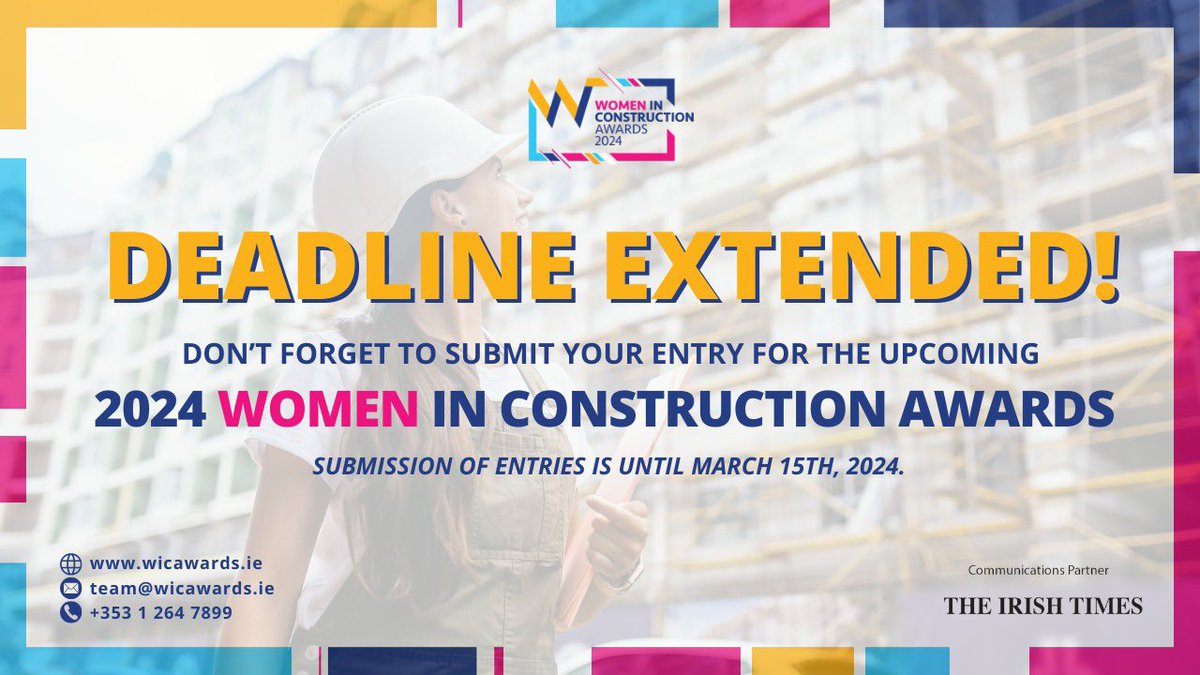 Get those entries in! Women in Construction Awards deadline extended to March 15th. It's time to celebrate brilliance in the construction world! ➡️ More: landing.businessriver.com/Women-in-Const… #WomenInConstruction #Awards #DeadlineExtended