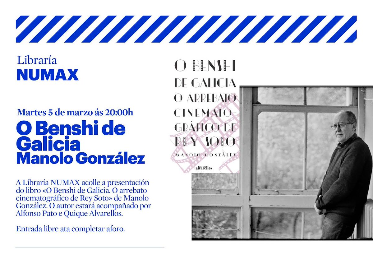 Hoxe martes andarei por <a href="/numaxcoop/">NUMAX</a> acompañando a <a href="/manologon/">Manolo Gonzalez</a>  na presentación do seu marabilloso "O Benshi de Galicia", de <a href="/alvarellos_ed/">Alvarellos Editora</a>  Se vos presta, ás 20,00 hs. alí nos vemos.