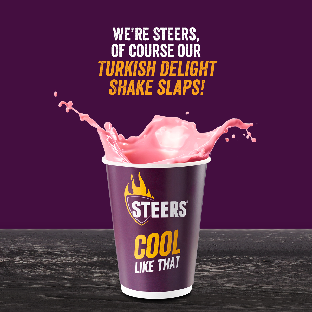 SteersSA's tweet photo. Of course we’re doing this because we’re dying for you to #TreatYoself to our new Turkish Delight Ridiculously Thick Milkshake🍦💜. 

Get in on the fun too, and give us your best Turkish Delight Shake of course phrase 😉. https://t.co/ku0yBohHUX