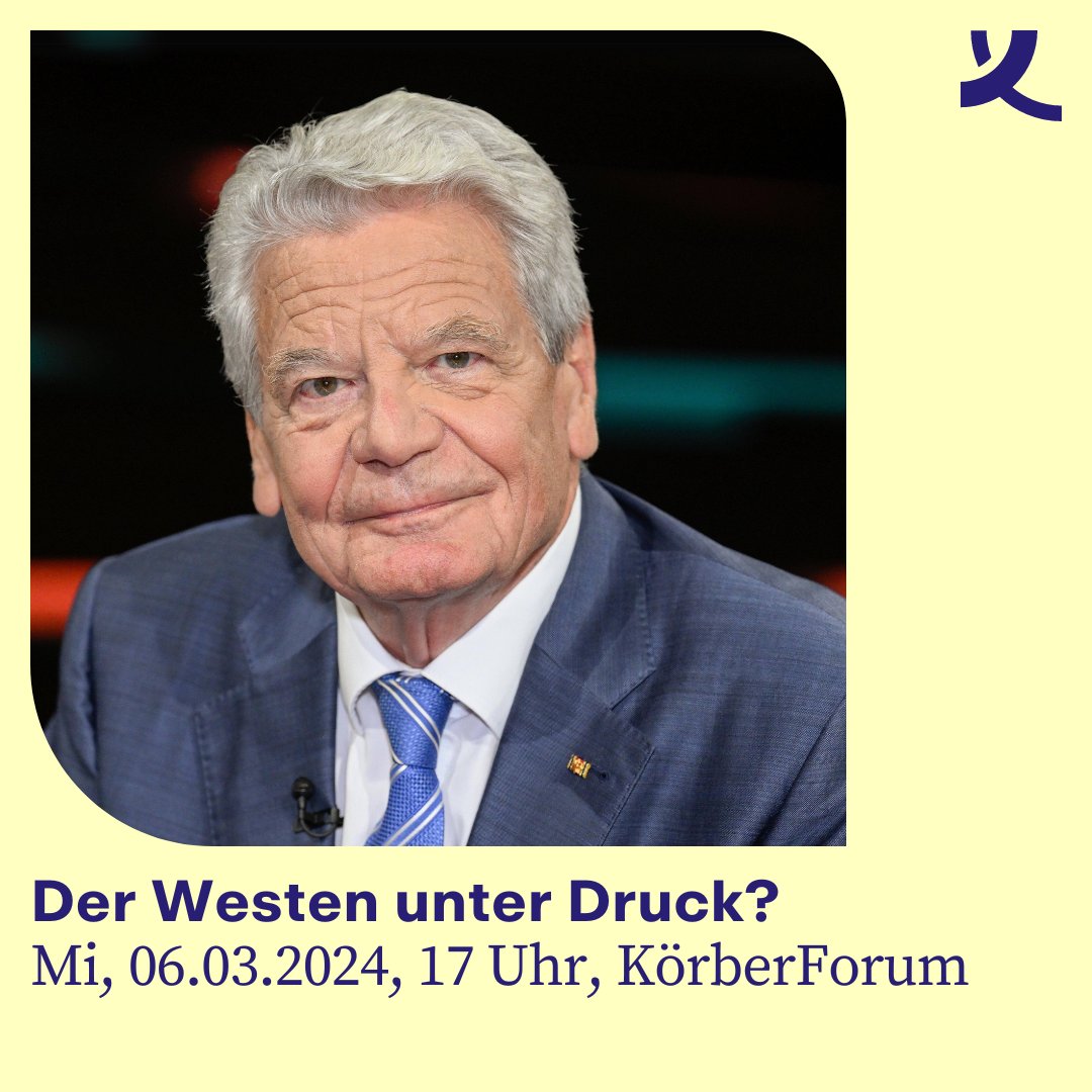 ❗️ Die Veranstaltung ist restlos ausgebucht ❗️

Im <a href="/KoerberForum/">KörberForum</a> spricht Joachim Gauck über sein neues Buch „Erschütterungen“ und geht der Frage nach, was unsere Demokratien bedroht – von außen und innen.

Jetzt den Livestream vormerken 👉 koerber-stiftung.de/veranstaltunge…
🤝 <a href="/KoerberIP/">Körber-Stiftung IP</a>
