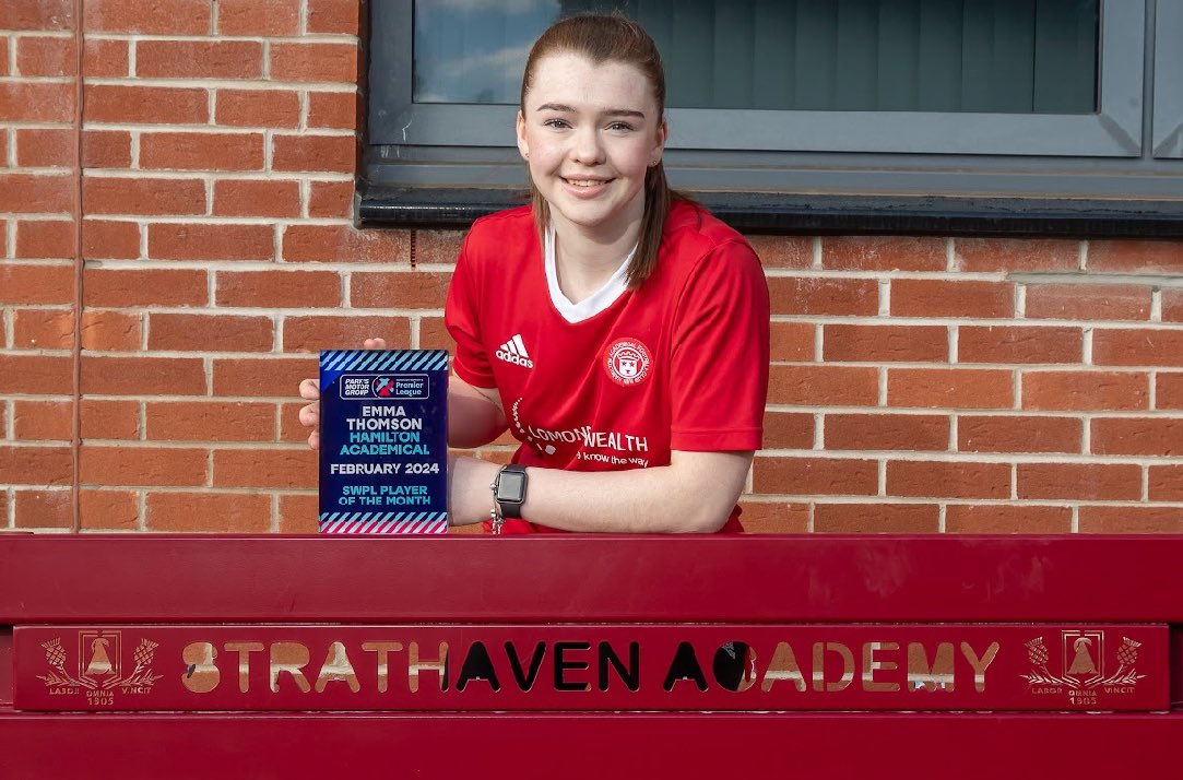 Hamilton Academical Womens Football Club (@accieswfc) on Twitter photo February <a href="/SWPL/">Scottish Women's Premier League</a> 1 Player of the Month.
✅ From our own <a href="/AcciesWFCAcad/">Accies WFC Academy & Community</a> all the way to the 1st Team.
🫶<a href="/emmathomson_1/">Emma Thomson</a>
📸 <a href="/ColinPoultney/">colin poultney</a> February <a href="/SWPL/">Scottish Women's Premier League</a> 1 Player of the Month.
✅ From our own <a href="/AcciesWFCAcad/">Accies WFC Academy & Community</a> all the way to the 1st Team.
🫶<a href="/emmathomson_1/">Emma Thomson</a>
📸 <a href="/ColinPoultney/">colin poultney</a>