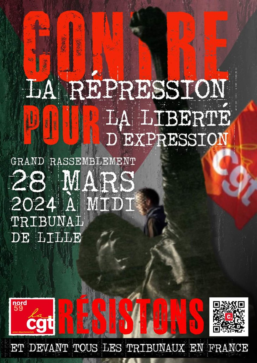 👉Rendez-vous le 28 mars 👉Mais avant cette date, une première étape '𝐒𝐢𝐠𝐧𝐨𝐧𝐬 𝐞𝐧 𝐦𝐚𝐬𝐬𝐞 la pétition ➡️ change.org/Contre_la_répr… pour la liberté d'expression, pour la paix et les droits des Palestiniens 🇵🇸' @BinetSophie @cgt_spectacle @GegeDNice @lacgtcommunique