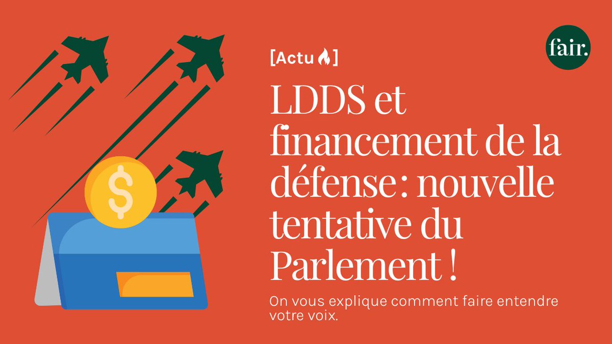 🚨 Mobilisation URGENTE contre la proposition de financement de l'industrie de la défense par le Livret de Développement Durable et Solidaire (LDDS)🚨 on vous explique tout 👉 finance-fair.org/fr/actualites/… #ess #ldds #plf