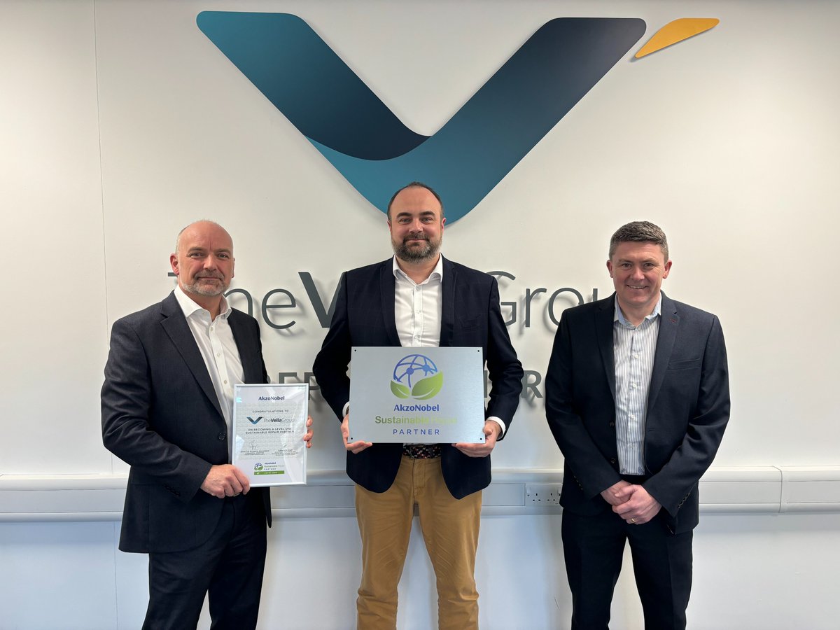 .@thevellagroupUK becomes first UK #bodyshop to be certified to @AkzoNobel's new Sustainable Repair Network... abpclub.co.uk/bodyshop-news.…