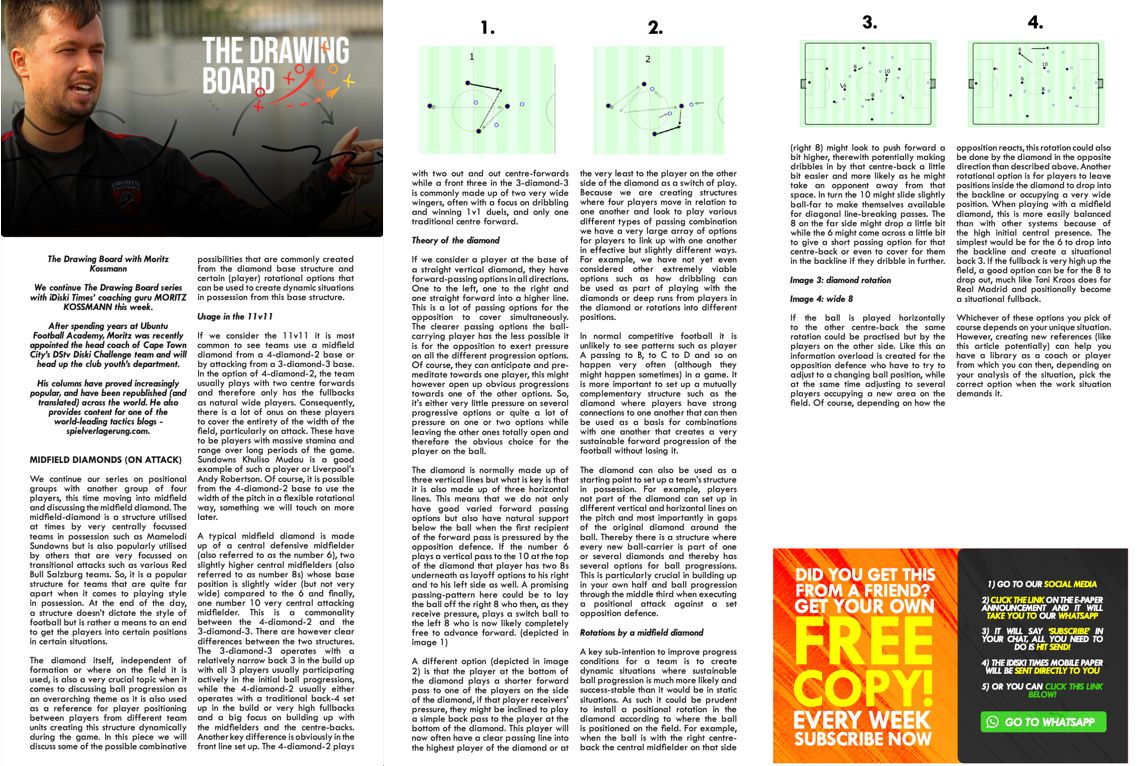 In this weeks <a href="/iDiskiTimes/">iDiski Times</a> article I wrote about midfield diamonds and diamonds in possession as a general theme. I talk about why this structure is so conducive for ball progression, common combination patterns and rotations that can be done from the diamond as a base structure